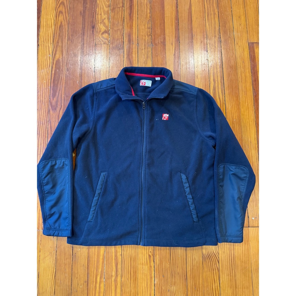 Chick-fil-A Team Style Oobe Mens Large Navy Blue Full Zip Fleece Jacket Uniform